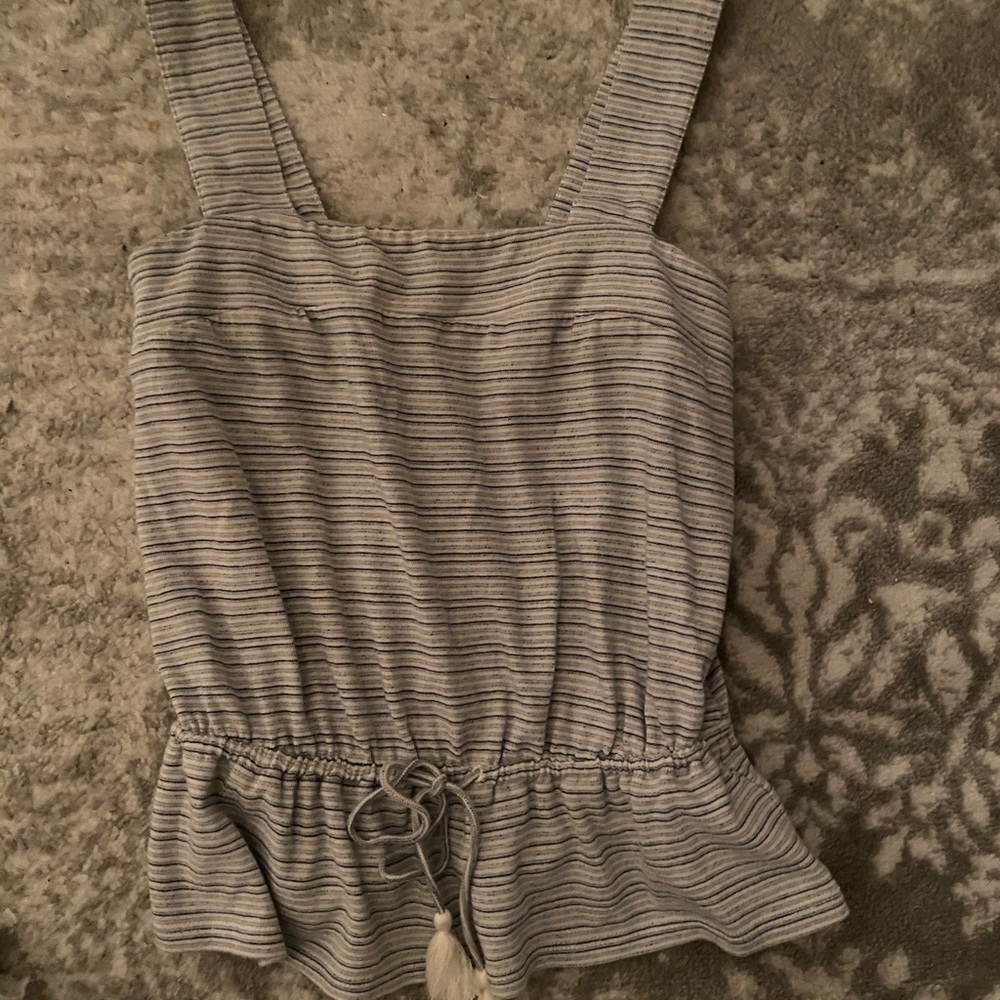 Lucky Brand Button up Stripe Peplum Tank Top - Picture 3 of 5